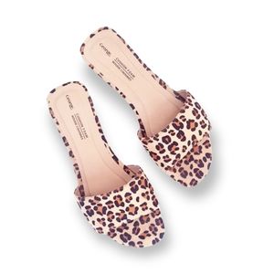 GEORGE Brown Animal Pattern Slip-On Sandals